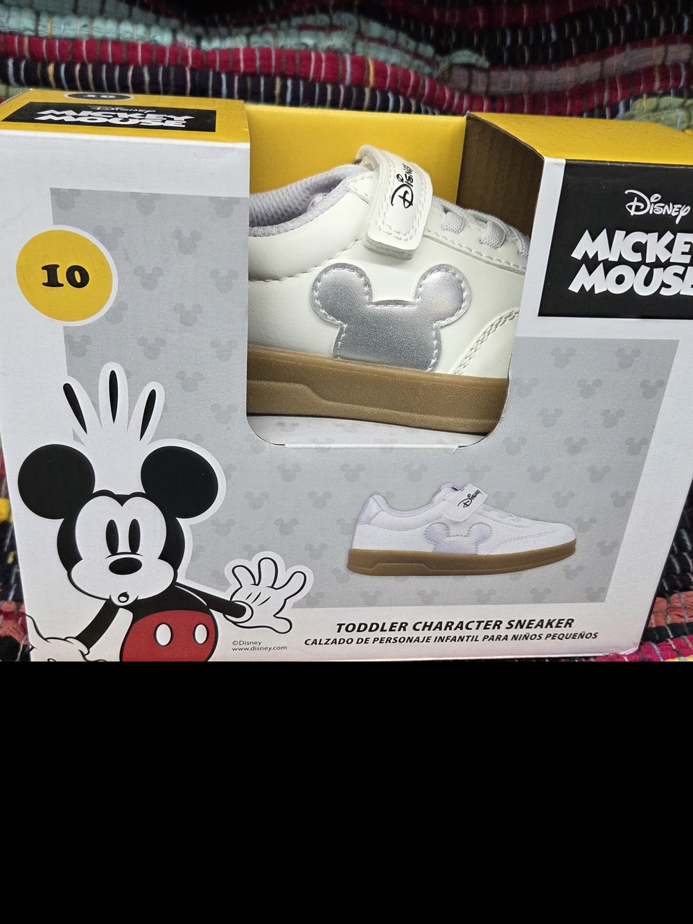 Disney Toddler Sneakers White Silver with Tan Sole